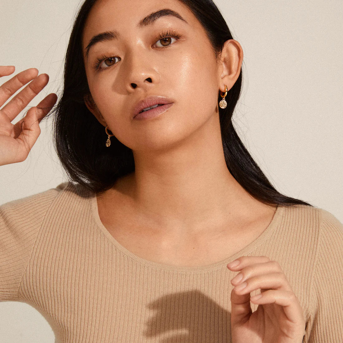 NOMAD coin huggie hoop earrings
