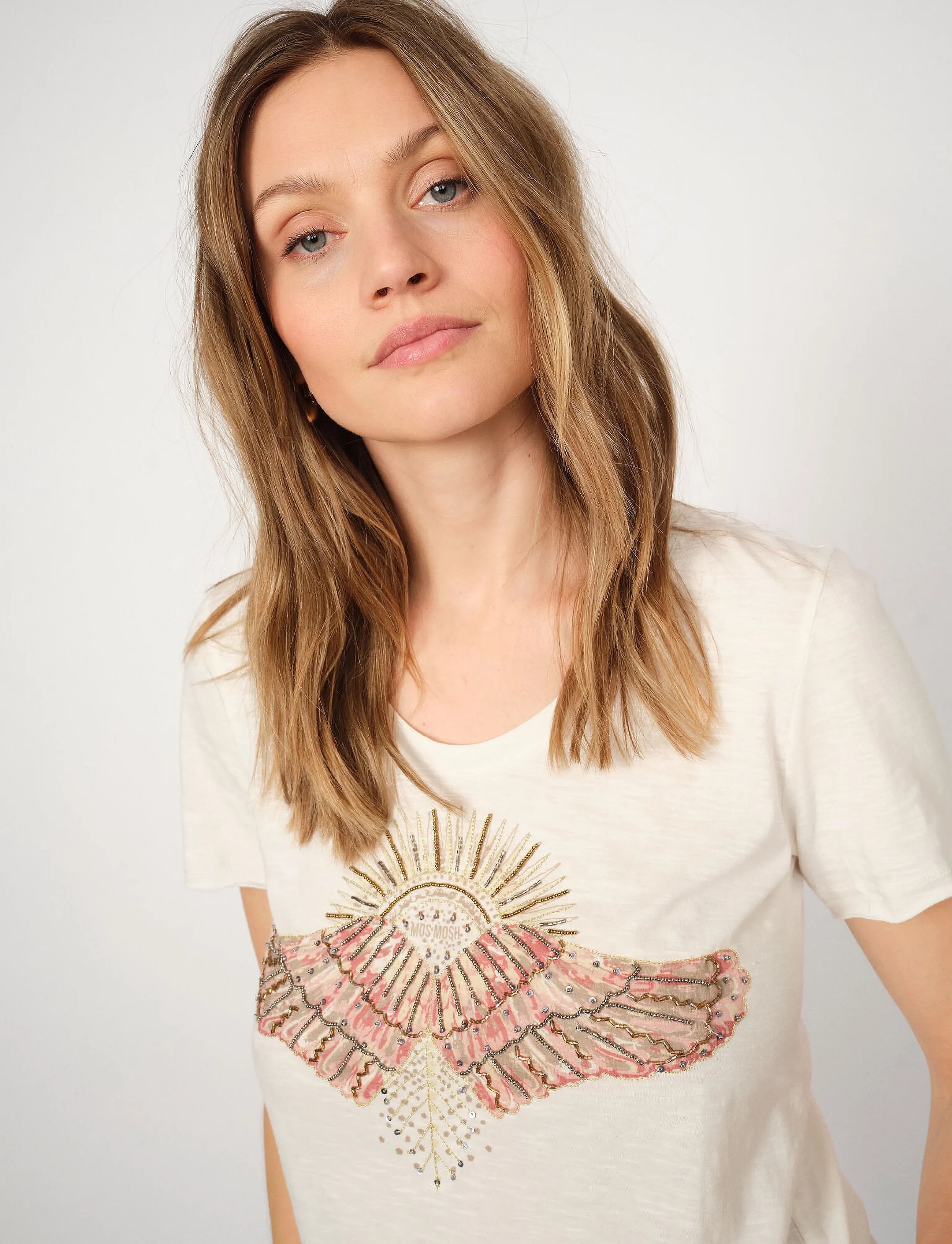 Nadine O-SS Deco Tee Powder Pink