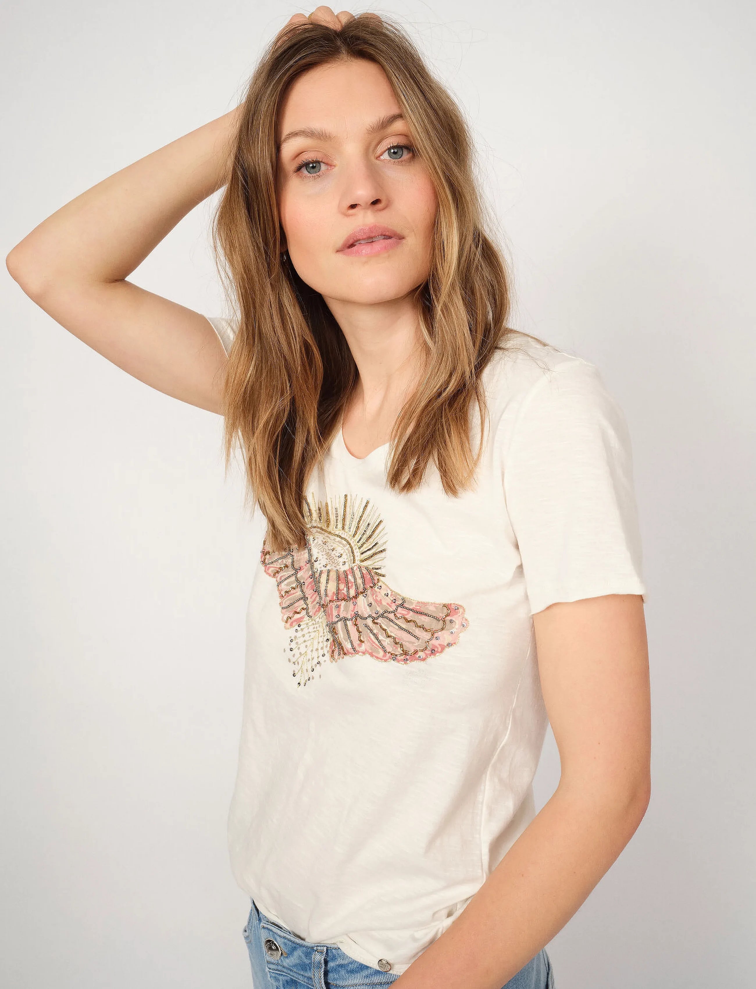 Nadine O-SS Deco Tee Powder Pink